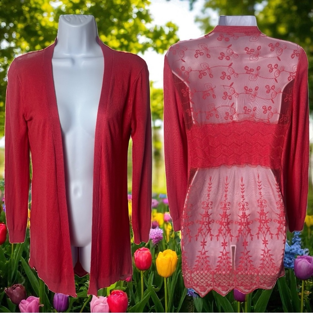 Unbranded Fairycore Floral Sheer Openfront Cardigan‎ Summer Garden Ethereal XS